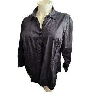 Lane Bryant Womens Black Shirt Button-Down Collared Size 26 Plus Size JJ4223